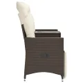 Canapé de jardin inclinable 2 places avec table marron rotin