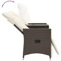 Canapé de jardin inclinable 2 places avec table marron rotin