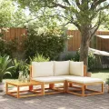 Salon de jardin avec coussins 4 pcs bois d'acacia massif
