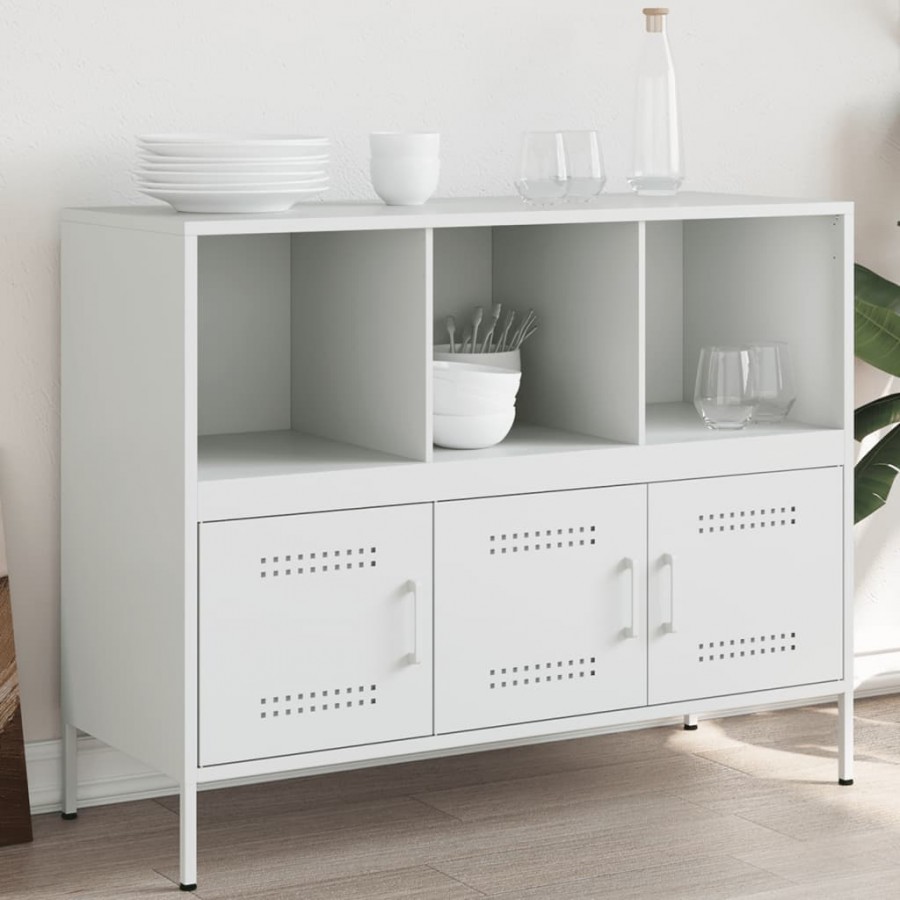 Buffet blanc 100,5x39x79 cm acier