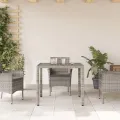 Table de jardin dessus en verre Gris 90x90x75 cm Résine tressée
