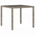 Table de jardin dessus en verre Gris 90x90x75 cm Résine tressée