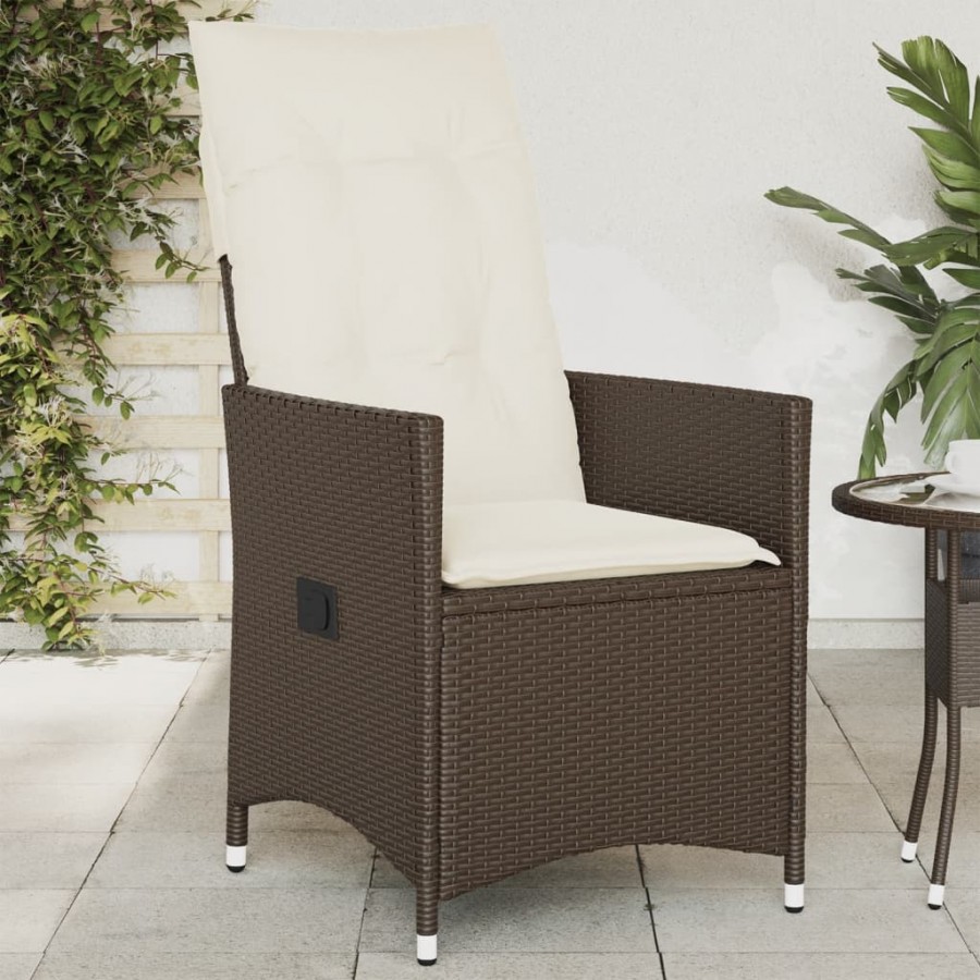 Chaise inclinable de jardin avec coussins marron résine tressée