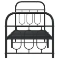 Cadre de lit métal sans matelas avec pied de lit noir 75x190 cm