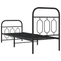 Cadre de lit métal sans matelas avec pied de lit noir 75x190 cm