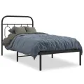 Cadre de lit métal sans matelas avec tête de lit noir 90x200 cm