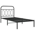Cadre de lit métal sans matelas avec tête de lit noir 90x200 cm