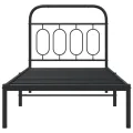Cadre de lit métal sans matelas avec tête de lit noir 90x200 cm