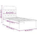 Cadre de lit métal sans matelas avec tête de lit noir 90x200 cm