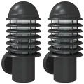 Appliques murales d'extérieur 2 pcs noir acier inoxydable