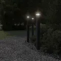 Lampadaires d'extérieur avec sortie 3 pcs noir 110 cm aluminium