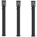 Lampadaires d'extérieur avec sortie 3 pcs noir acier inoxydable