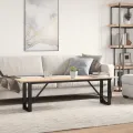 Table basse cadre en O 160x40x45 cm bois de pin massif et acier