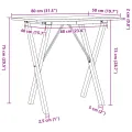 Table à manger cadre en X 80x50x75 cm bois de pin massif acier