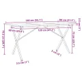 Table à manger cadre en X 140x80x75,5 cm bois pin massif acier