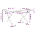 Table basse cadre en X 60x60x40 cm bois de pin massif et acier