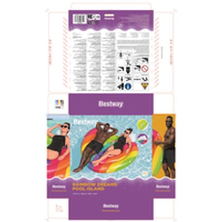 Bestway Opblaasbaar Drijvend Eiland Regenboog 175x163 cm Strand en Zwe