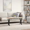 Table basse cadre en X 110x40x45 cm bois de pin massif et acier