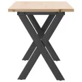 Table basse cadre en X 110x40x45 cm bois de pin massif et acier
