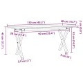 Table basse cadre en X 110x40x45 cm bois de pin massif et acier