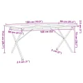 Table à manger cadre en X 180x90x75,5 cm bois pin massif acier