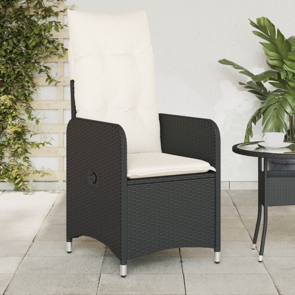 Chaises inclinables de jardin lot de 2 et coussins noir rotin