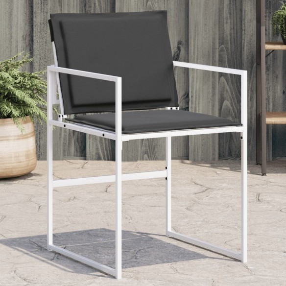 Chaises de jardin avec coussins lot de 4 blanc acier/textilène