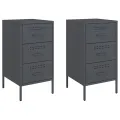 Table de chevet 2 pcs anthracite 36x39x68 cm acier