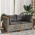 Canapés d'angle de jardin et coussins 2 pcs gris résine tressée