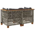 Canapés d'angle de jardin et coussins 2 pcs gris résine tressée