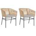 Chaises de jardin lot de 2 et coussins marron rotin