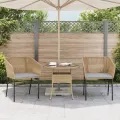 Chaises de jardin lot de 2 et coussins marron rotin