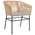 Chaises de jardin lot de 2 et coussins marron rotin