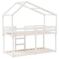 Lit superposé sans matelas blanc 90x190 cm bois de pin massif