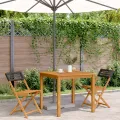 Chaises de bistrot lot de 2 noir bois massif d'acacia et rotin