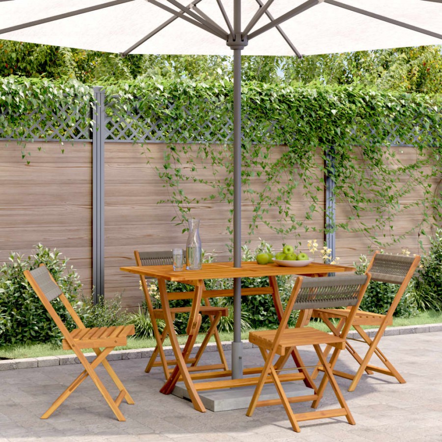 Chaises pliables de jardin 4 pcs gris bois d'acacia massif