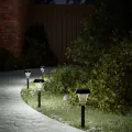 Lampes solaires d'allées et piquets de sol 12 pcs blanc
