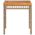 Table de jardin mélange beige 38x38x42 cm rotin et bois acacia