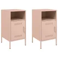 Tables de chevet 2 pcs rose 36x39x68 cm acier