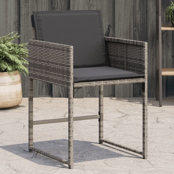 Chaises de jardin avec coussins lot de 4 gris résine tressée