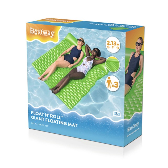 Bestway Matelas Gonflable Géant Enroulable Vert 213x170 cm Plage et P