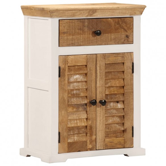 Buffet blanc et marron 55x30x73 cm bois de manguier solide brut