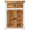 Buffet blanc et marron 55x30x73 cm bois de manguier solide brut