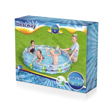 Bestway Kinder Aufblasbarer Pool 3 Ringe Transparent Meeresleben 183x3