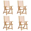 Chaises pliables de jardin lot de 4 bois d'acacia et textilène