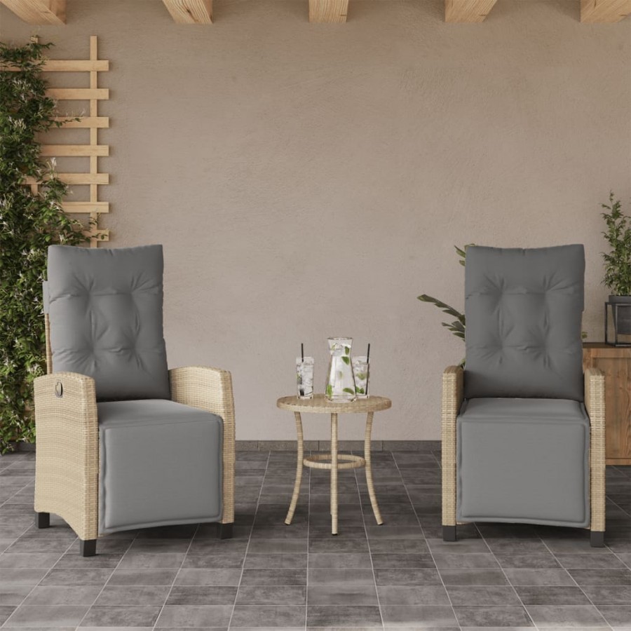 Chaises inclinables de jardin lot de 2 avec repose-pied rotin