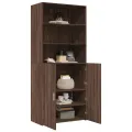 Buffet haut chêne marron 80x42,5x185 cm bois d'ingénierie