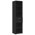 Buffet haut noir 45x42,5x185 cm bois d'ingénierie