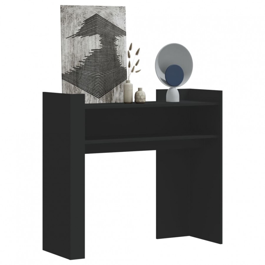 Table console noir 100x35x90 cm bois d'ingénierie