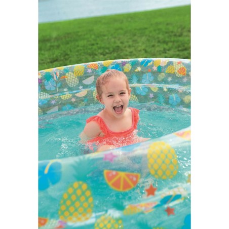Bestway Piscina Gonfiabile 3 Anelli Trasparente Tropicale 150x53 cm +6